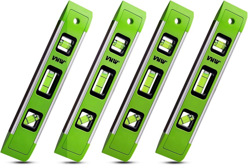 VNW 9 Inch Torpedo Level, Magnetic Bubble Level with 45°/90°/180° Bubble Vials, Shock Resistant Leveler Tool for Measuring (4) - Image 1